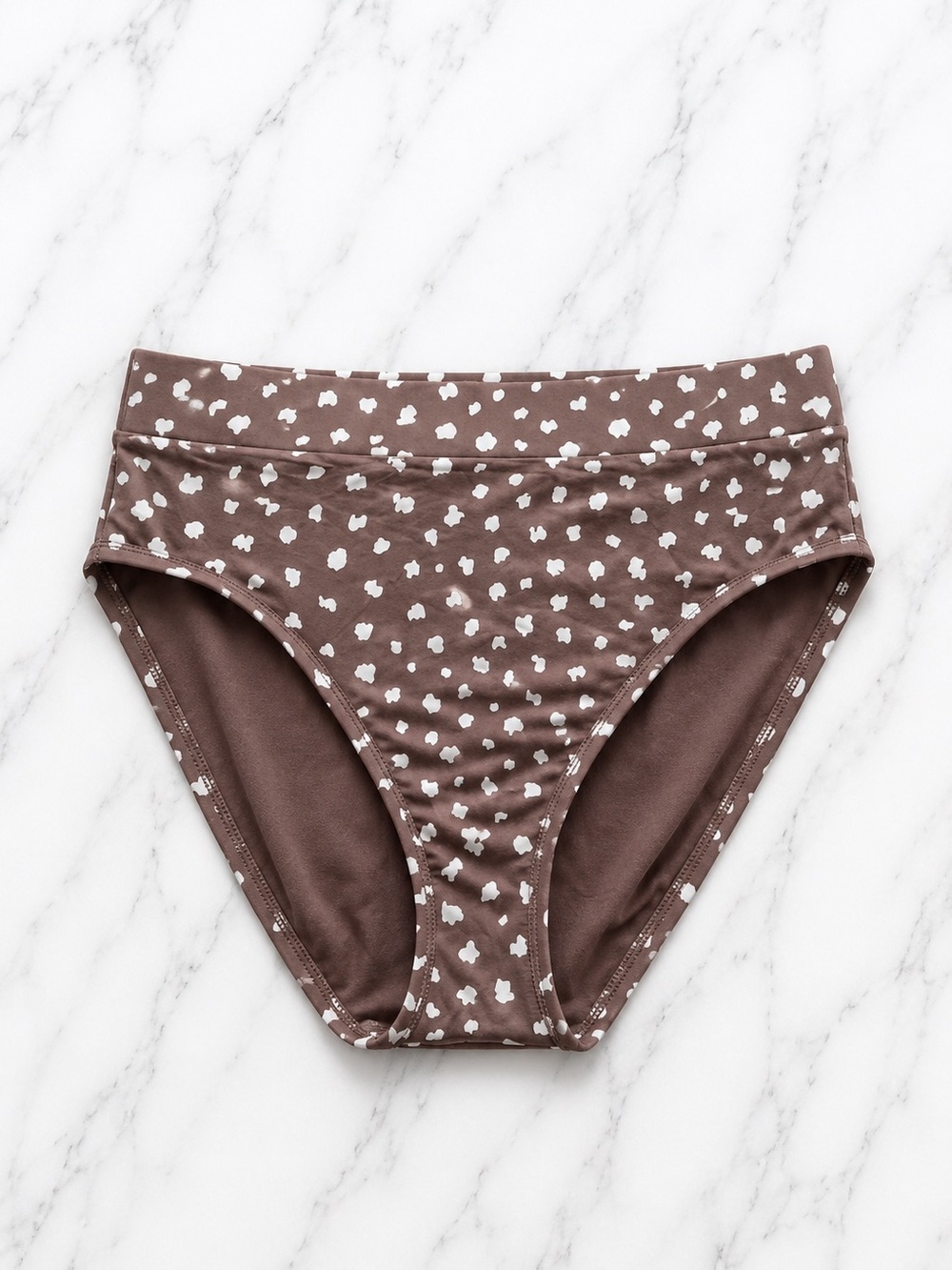 Brown & White High-Waisted Bikini Bottoms